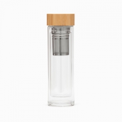 Botella de cristal Tegust con infusor y tapa de bambú - 420ml