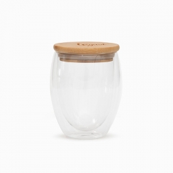Vaso de cristal Tegust con tapa de bambú 350ml